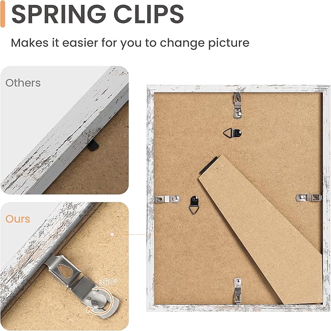 upsimples 10 Pack Picture Frames Collage Wall Decor for Mounting or Tabletop Display, Photo Gallery Frame Set for Family, Multi Sizes Including 8x10, 5x7, 4x6, Rustic White