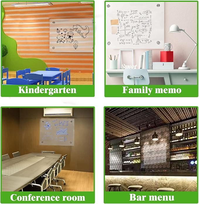 iCAGY Clear Acrylic Dry Erase Board for Wall - Large Wall-Mounted Whiteboard for Office Home and Kids - Rounded Corner 24" x 36" Clear