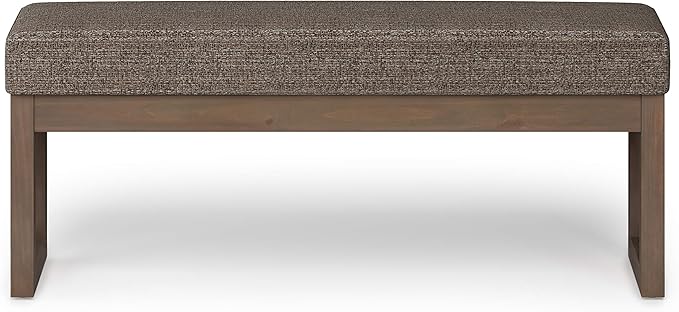 SIMPLIHOME Milltown 45 inch Wide Contemporary Rectangle Large Ottoman Bench in Mink Brown Tweed Look Fabric, Assembled, for the Living Room and Bedroom