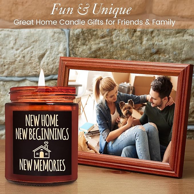 New Home New Beginnings Candle - Housewarming Gifts for Women Men Friends - Hawaii Pineapple Soy Wax Jar Candle - Congratulations New Homeowner, First Apartment - Welcome & Moving Away Gift