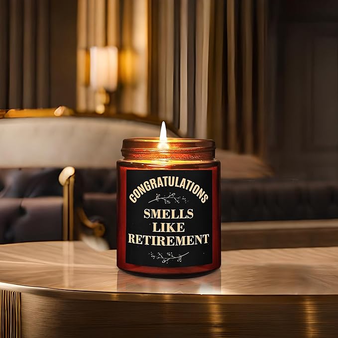 Retirement Gifts for Women, Men - Funny Retiring Candles - Best 2025 Retired Gift for Mom, Husband, Nurse, Coworker, Teacher, Friends - Tropical Coconut Relaxing Scented Soy Candle for Home