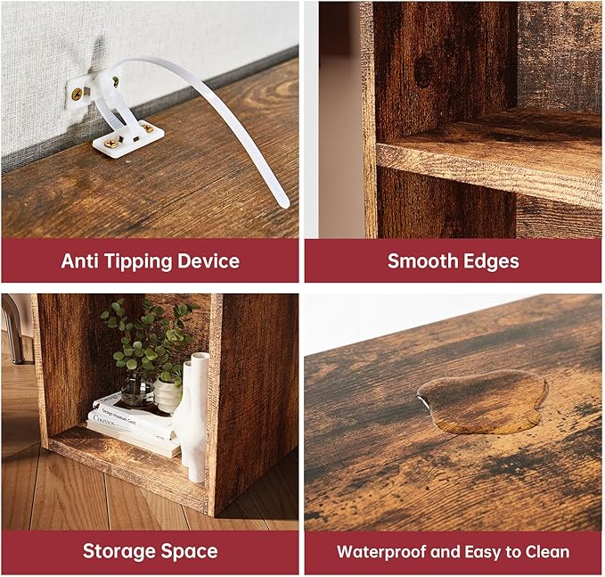 oneinmil 71.5" Tall Narrow Bookshelf, 6-Tier Cube Display Rack, Modern Corner Bookshelf with Storage Space, CD Storage Cabinet for Home Office (Brown 1 Pack, 6-Tier)