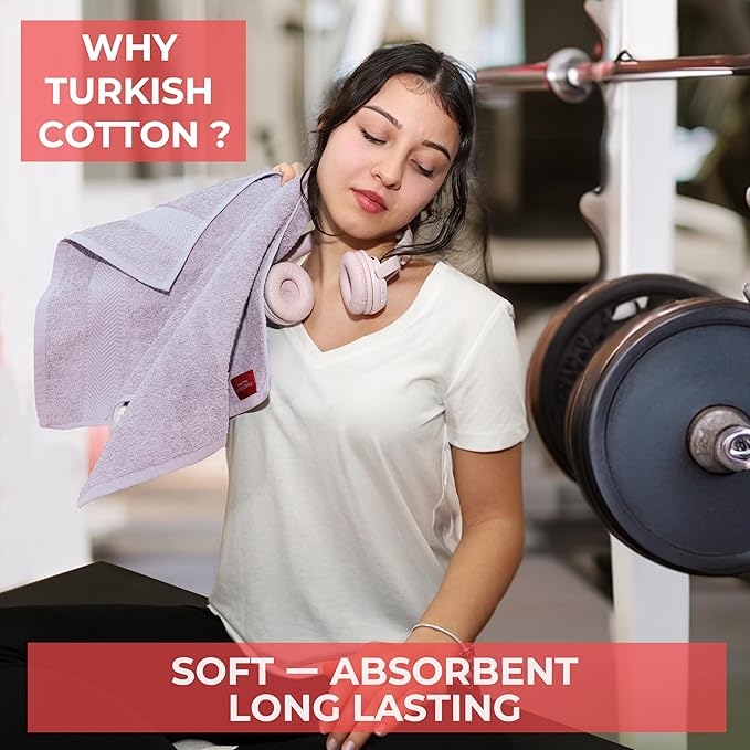 TEXTILOM 100% Turkish Cotton 6 Pcs Bath Towel Set, Luxury Soft & Absorbent Bathroom Towels Set (2 Bath Towels, 2 Hand Towels, 2 Washcloths)- Lilac