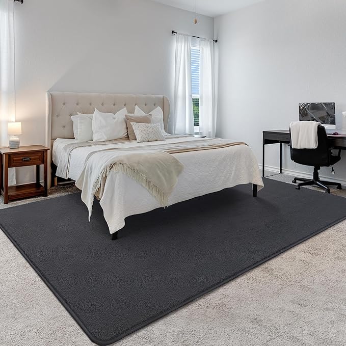 Soft Rugs for Living Room 5x7 Dark Grey, Minimalist Area Rug for Bedroom Nursery Dining Table Dorm, Throw Rugs for Men Boys Girls Kids Room Indoor Floor Carpets