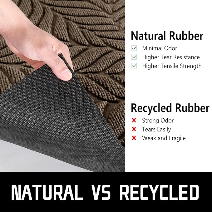 Yimobra Front Door Mat Outdoor Indoor, 47x24 All-Season Waterproof Welcome Mat, All-Weather Outside Entrance Mat, Non-Slip Patio Porch Doormat, Low Profile, Fade Resistant, Brown