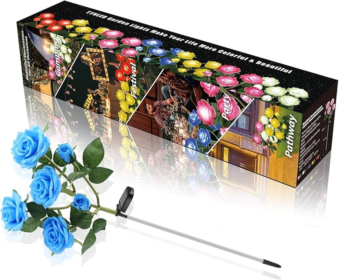 TYNLED Outdoor Solar Garden Stake Lights,Upgraded LED Solar Powered Light with 6 Rose Flowers, Waterproof Solar Decorative Lights for Patio Pathway Courtyard Garden Lawn