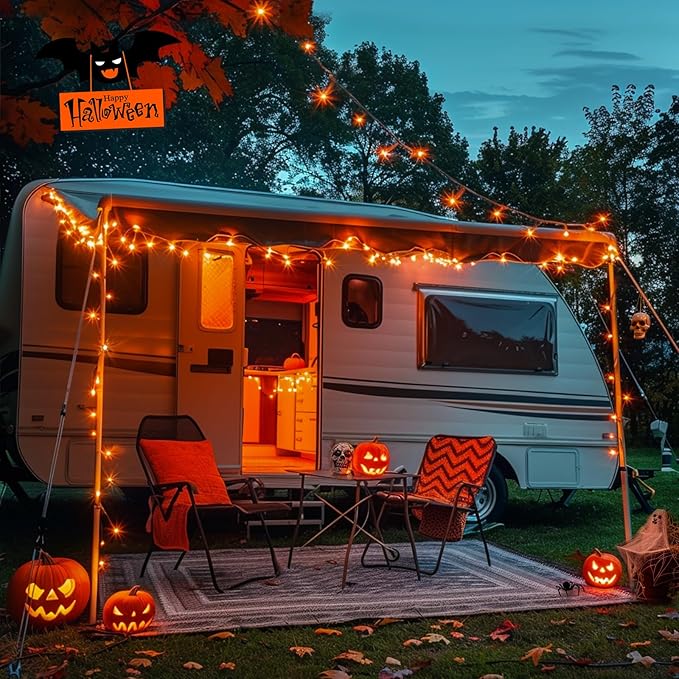 JMEXSUSS 400 LED Orange String Lights Indoor Outdoor Waterproof, 132 ft 8 Modes Halloween Lights Plug in with Remote, Orange Light for Halloween Party Tree Yard Patio Deck Room Home Decor