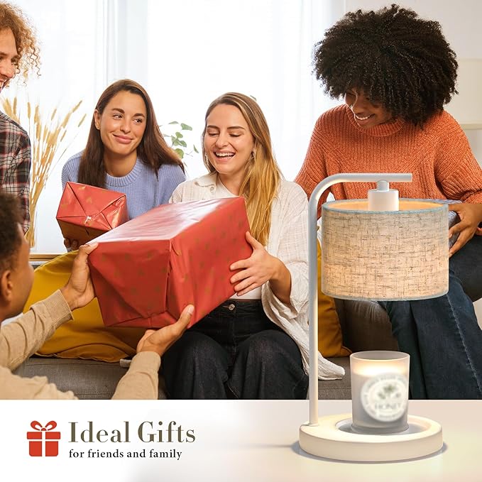 White Candle Warmer Lamp with Timer Dimmer, Electric Candle Warmer Wax Heater, Birthday Gifts for Women Her Mom, House Warming Gifts New Home