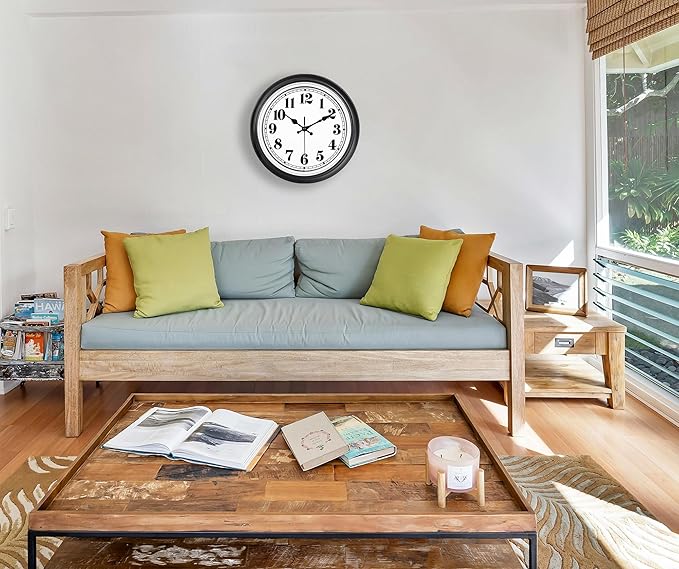 zyzamay 12 Inch Retro Wall Clock, Easy to Read Non-Ticking Round Classic,Quartz Battery Operated Wall Clocks,Decorative for Living Room,Bedroom,Kitchen,Office(Silver)