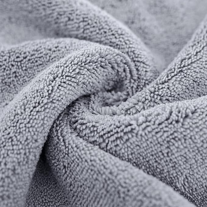 POLYTE Oversize, 60 x 30 in., Quick Dry Lint Free Microfiber Bath Towel Set, 6 Piece (Gray)