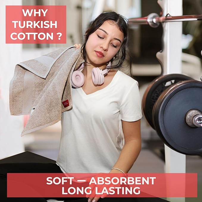 TEXTILOM 100% Turkish Cotton 3 Pcs Bath Towel Set, Luxury Bath Towels for Bathroom, Soft & Absorbent Bathroom Towels Set (1 Bathtowel, 1 Hand Towel, 1 Washcloth)- Beige