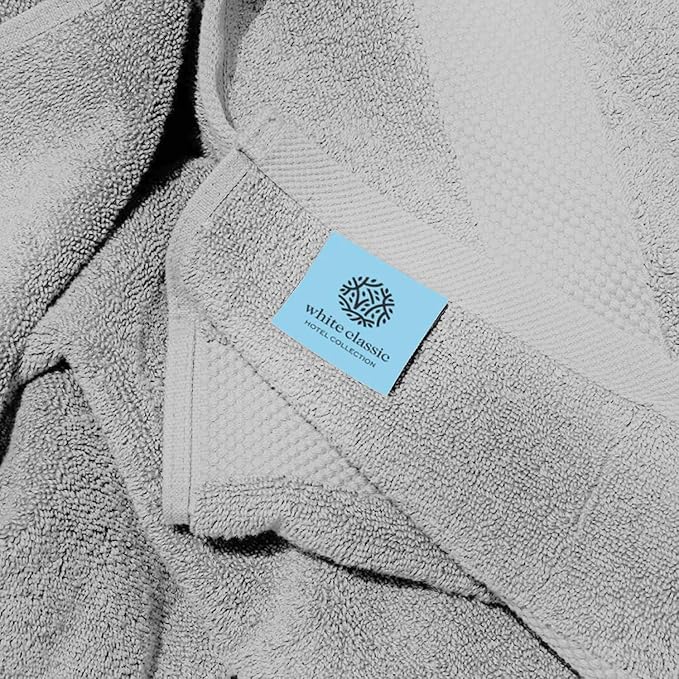 White Classic Luxury Bath Towels Set of 4 Large - 700 GSM Cotton Ultra Soft Bath Towels 27x54 | Highly Absorbent and Quick Dry | Hotel Towels for Bathroom Luxury, Plush Shower Towels, Dolphin Gray