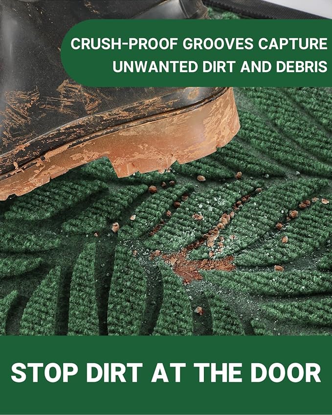 Yimobra Spring Door Mat, All-Season Waterproof Indoor Outdoor Welcome Mats for Front Door, All-Weather Non-Slip Doormat, Low Profile, Patio Porch, 29.5x17, Green
