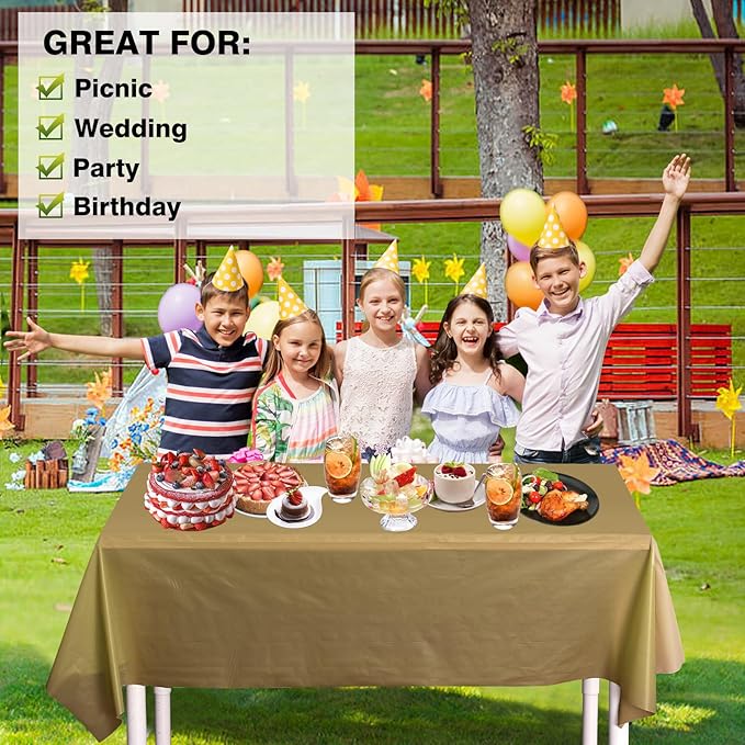 Craft And Party, 54 in x 300 feet Plastic Table Cover Roll for Party, Banquet, Picnic, Kids Activities for Any Size and Shape Table (Gold, 54" x 300ft)