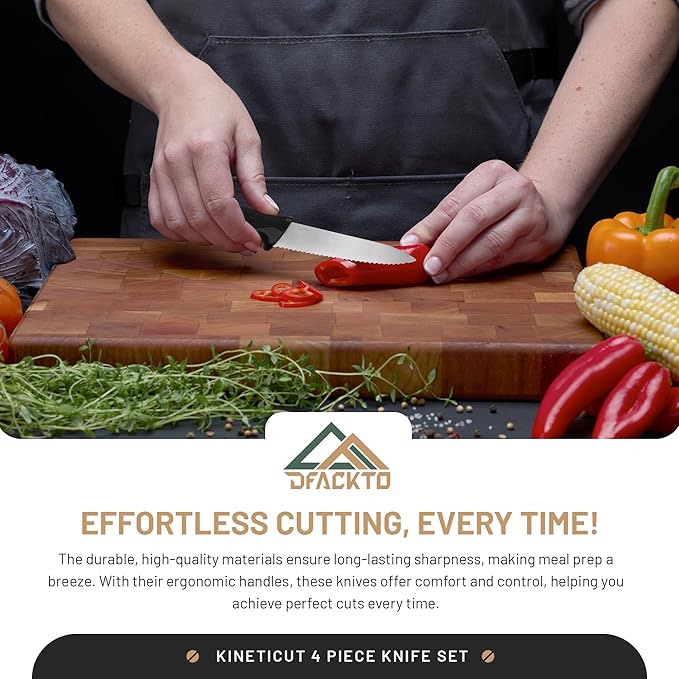 2-Piece Serrated Knife Set – Stainless Steel Kitchen Cooking Knives w/Protective Covers, Dishwasher Safe, No Block, Sharp Cutlery for Slicing Bread, Cooking Fruit & Steak w/Sheath - Black