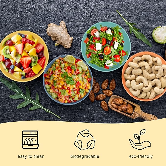 Wheat Straw Bowl Sets,8 PCS Unbreakable Cereal Bowl 26 OZ,Microwave and Dishwasher Safe Bowls,Bowl Sets for Camping and Picnic BPA Free Colorful Salad Bowls for Serving Soup,Oatmeal and Fruit Etcβ¦