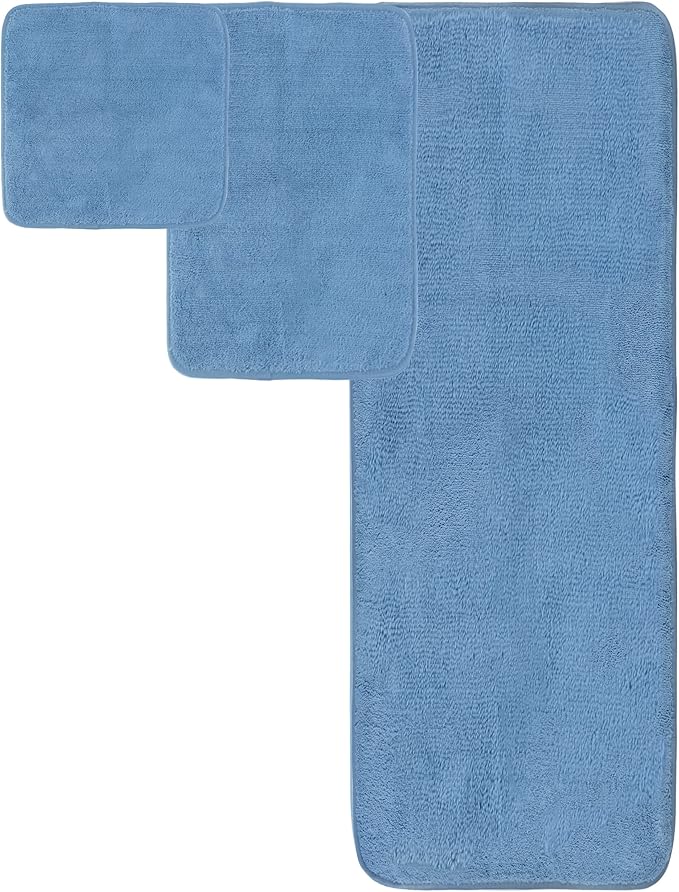 POLYTE Oversize, 60 x 30 in., Quick Dry Lint Free Microfiber Bath Towel Set, 6 Piece (Blue)