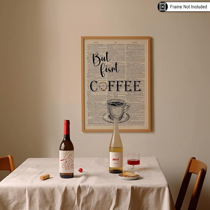 Poster Master Dictionary Art Poster - But First Coffee Print - Cafe Art - Gift for Men, Women, Coffee Lovers & Barista - Funny Decor for Kitchen, Restaurant or Dining Room - 16x20 UNFRAMED Wall Art