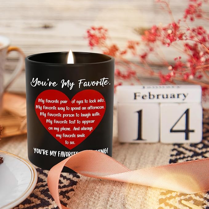 OASSIE Gifts for Boyfriend Girlfriend - You're My Favorite Long Lasting Vanilla Lavender Candle 10 oz - Wedding Anniversary Couple Candle, Romantic Love Birthday Gifts for Him Her Husband Wife