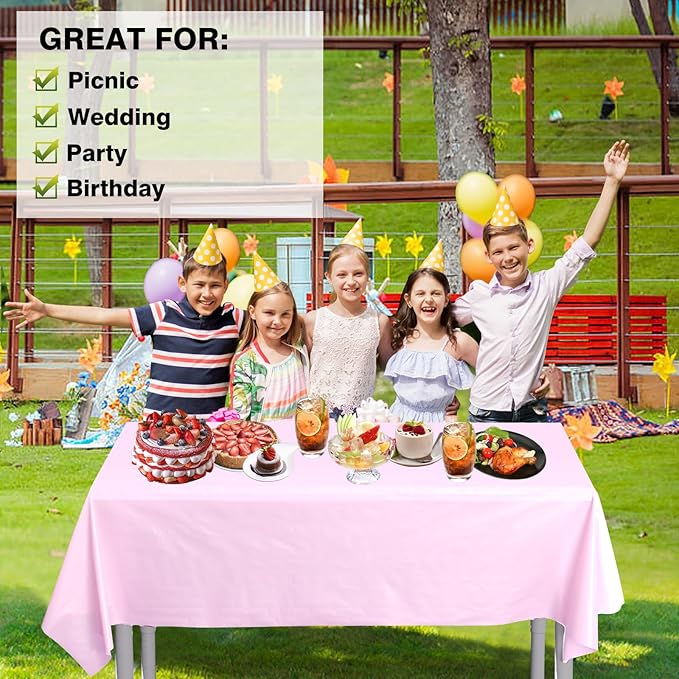 Craft And Party, 54 in x 100 feet Plastic Table Cover Roll for Party, Banquet, Picnic, Kids Activities for Any Size and Shape Table (Light Pink, 54" x 100ft)