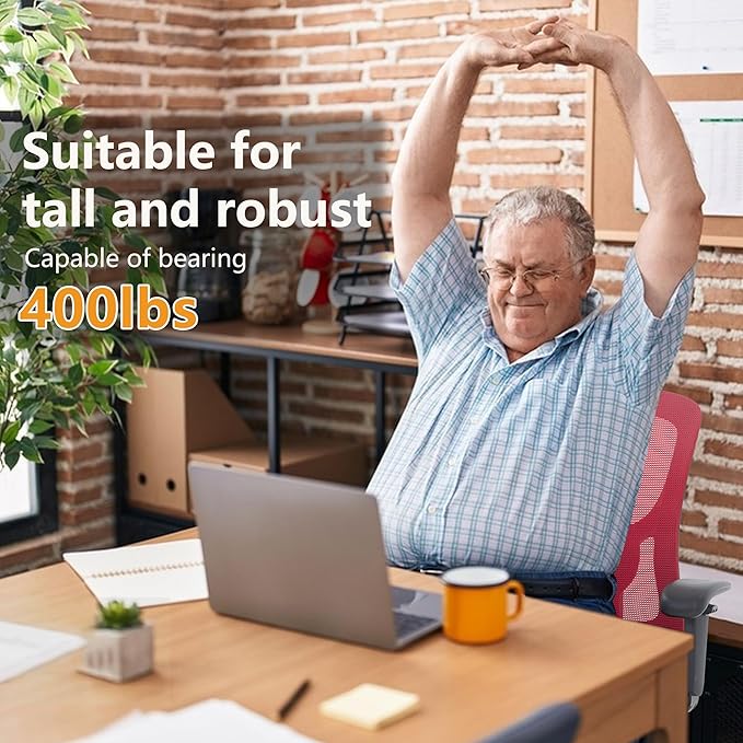 PayLessHere Ergonomic Desk Chair Office Chair Computer Chair 500lbs with Lumbar Support Wide Seat Adjust Arms Rolling Swivel High Back Task Executive Big and Tall Office Chair for Home Office,Red