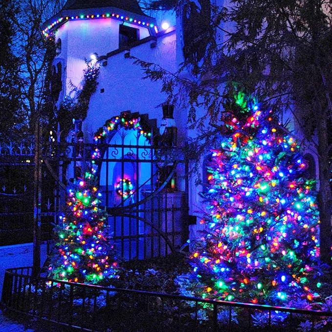 JMEXSUSS 250 LED Christmas Lights Indoor, 91.5ft Connectable Multicolor Christmas Lights Outdoor Waterproof, 8 Modes String Light Plug in for Wedding Party Garden Decorations