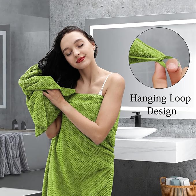 Extra Large Bath Towels Set 35x70 Inches - Olive Green Luxury 600 GSM Oversized Bath Sheet Towel,Ultra Soft Microfiber - Quick Dry,Highly Absorbent Shower Towels Spa Hotel Bathroom Towel Set (4-Pack)