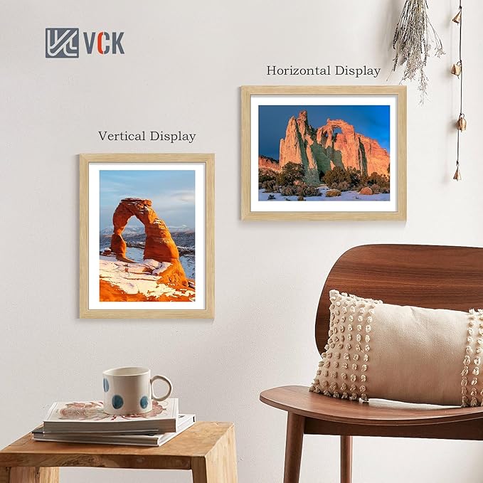 VCK 16x20 Picture Frame Set of 4 - Oak, Gallery-Quality Wood Poster Frames, 1.1-Inch Wide Border, Polished Plexiglass, Vertical or Horizontal Wall Display for Photo/Art/Prints, Natural Oak