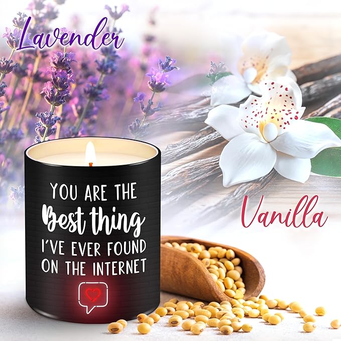 Romantic Candles Gifts for Her Him - Long Lasting Vanilla Lavender Scented Candle 10 Oz - Anniversay Wedding Gifts for Wife Husband Girlfriend Boyfriend, Birthday Presents for Women