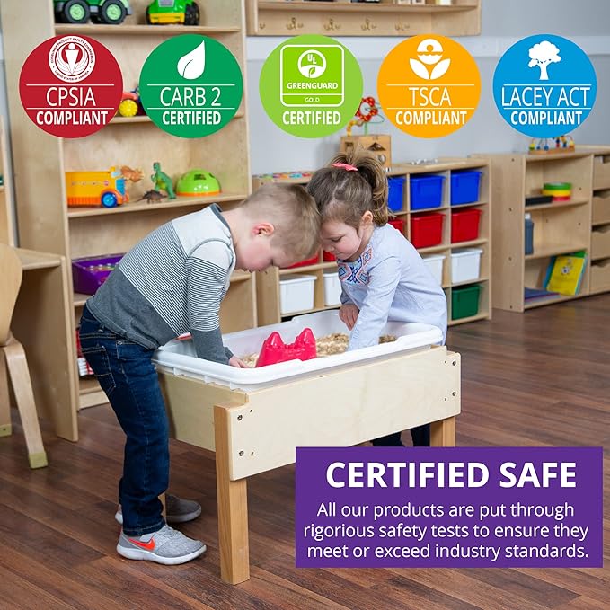 Wood Designs WD156003 Kids Play Toy and Book Organizer – Wooden 3-Section Folding Storage Unit