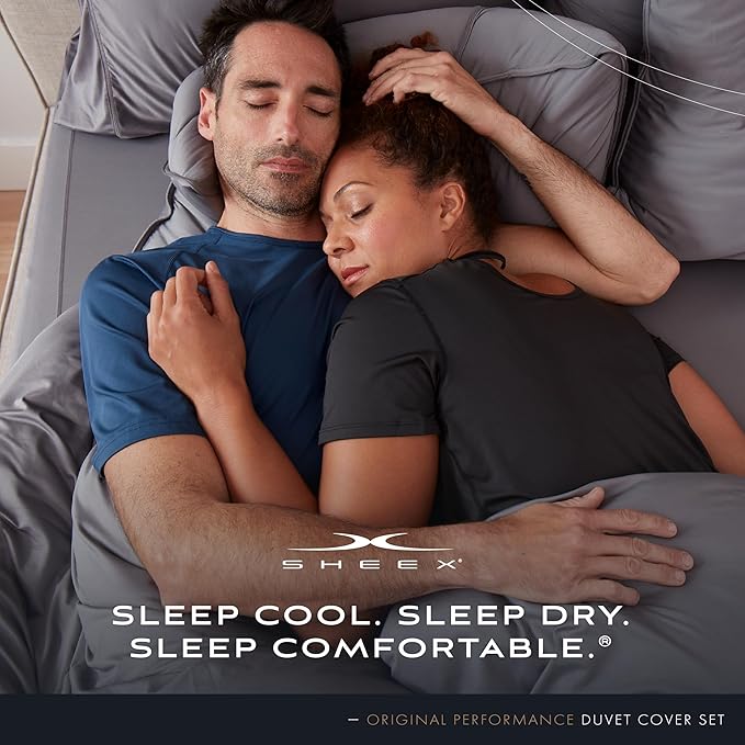 SHEEX Original Performance Cooling Duvet Cover Set, Lightweight King Duvet Cover with 2 King Pillow Shams, Ecru