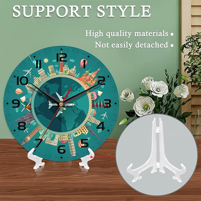 Wall Clock,Landmarks Wooden Art Hanging Clocks Silent Non-Ticking Wall Clock Battery Operated Round Home Arabic Numeral Decorative Wall Clocks 10 Inch