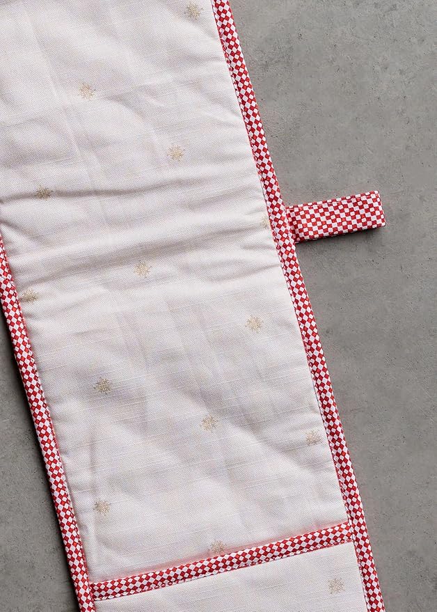 Maison d' Hermine Double Oven Mitt (7" x 35") 100% Cotton Heat Resistant BBQ Cooking Gloves with Loop for Thanksgiving Christmas Decorations Baking Cooking Barbeque Handling Hot Pan (Rural Christmas)