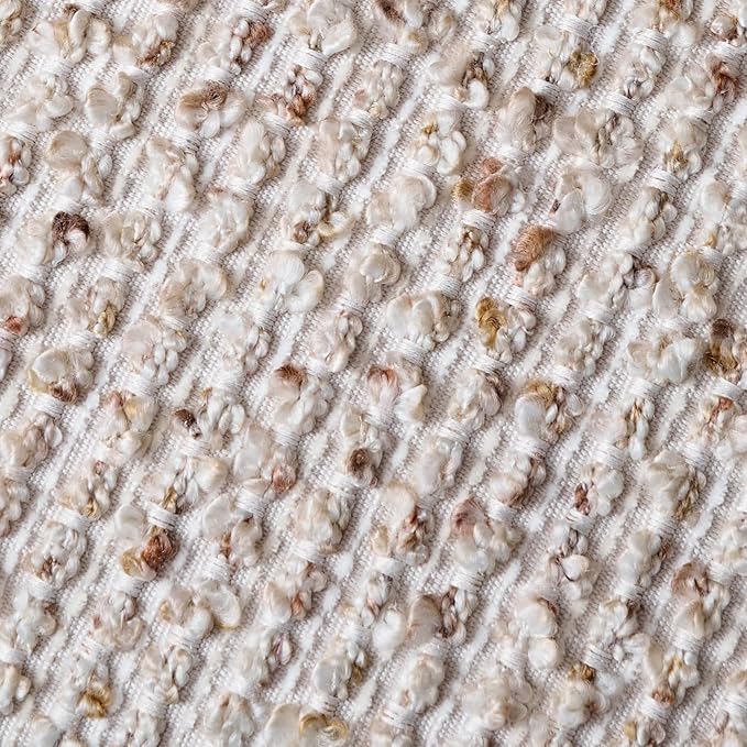 Striped Throw Pillow Covers 20x20 Set of 2 Beige Textured Boucle Chic Morden Boho Accent Farmhouse Square Decorative Couch Pillow Covers for Home Decor Bed Sofa Living Room