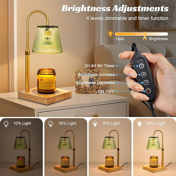 TantaScent Electric Candle Warmer Lamp in Vintage Birdcage Design with Timer – Scented Jar Candle Melter for Home Decor, Housewarming, Birthday, and Christmas (Includes 2 Bulbs) (Light Green)