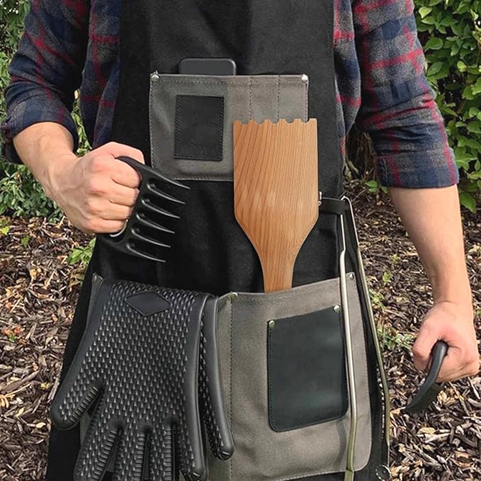 Wood Grill Scraper, Grill Scraper for Outdoor Grill, Wooden Grill Scraper with Long Handle, Grill Brush Barbecue Cleaning Tools for Grill Grates, Outdoor BBQ