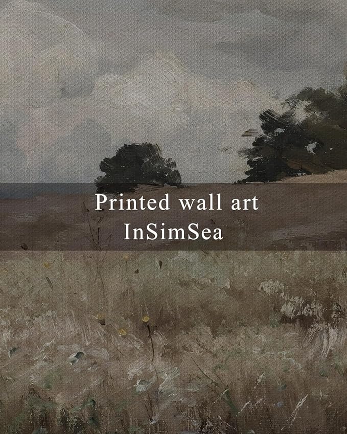 InSimSea Framed Canvas Wall Art Vintage Decor, Farmhouse Scenery Vast Field Grassland Paintings, Large Prints, Nature Landscape Hanging Wall Decoration for Living Room Bedroom Bathroom, 20"x30"