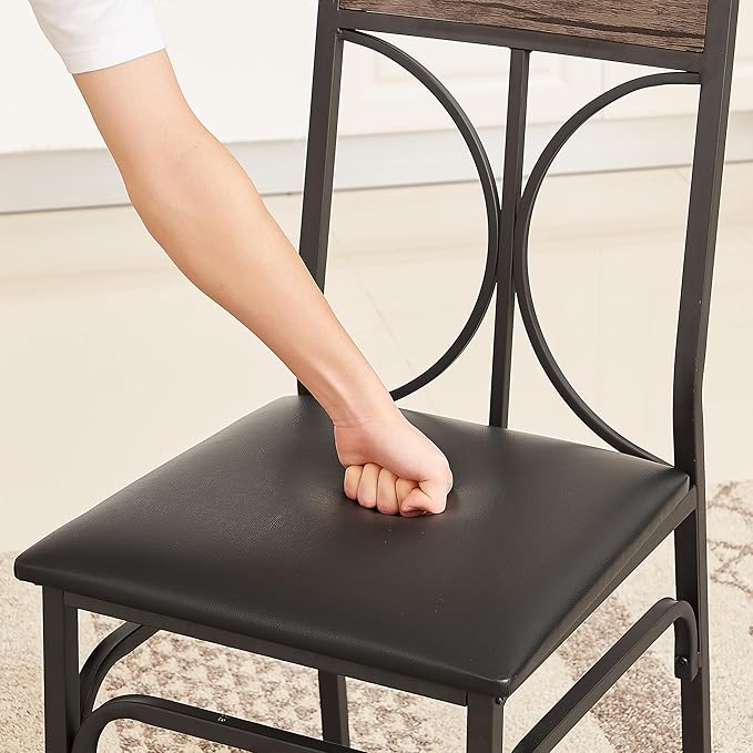 VECELO Kitchen Dining Room Table Set with 2 Chairs for Small Space, Apartment,Metal Steel Frame