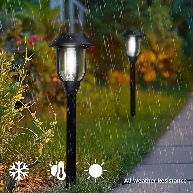 12 Pack Solar Lights Outdoor, 6000K Solar Pathway Lights Waterproof Auto On/Off Powered,Landscape Lighting for Path, Yard, Walkway, Driveway, Garden