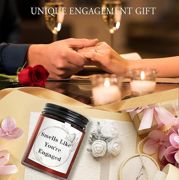 You're Engaged Candle - Engagement Gifts for Couples - Just Engaged Gifts for Her, Bride to Be - Engagement Party Decorations - Lavender Vanilla Soy Candle for Relaxation & Stress Relief