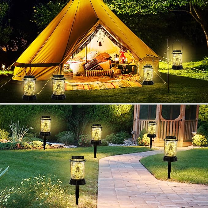 Styleonme Decor Outdoor Lantern, Solar Waterproof Butterfly Lights, Gifts for Women Mom Grandma, Butterfly Lovers Gifts, Hanging Butterflys Lanterns with Stake for Yard Corridor Garden Decor