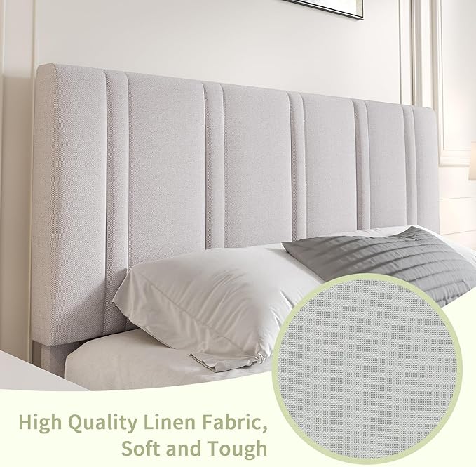 Twin Bed Frame, Upholstered Platform Bed with Button Tufted Headboard, White Bed Frame Twin Size for Kids Girls Boys, No Box Spring Required, Easy Assembly, White