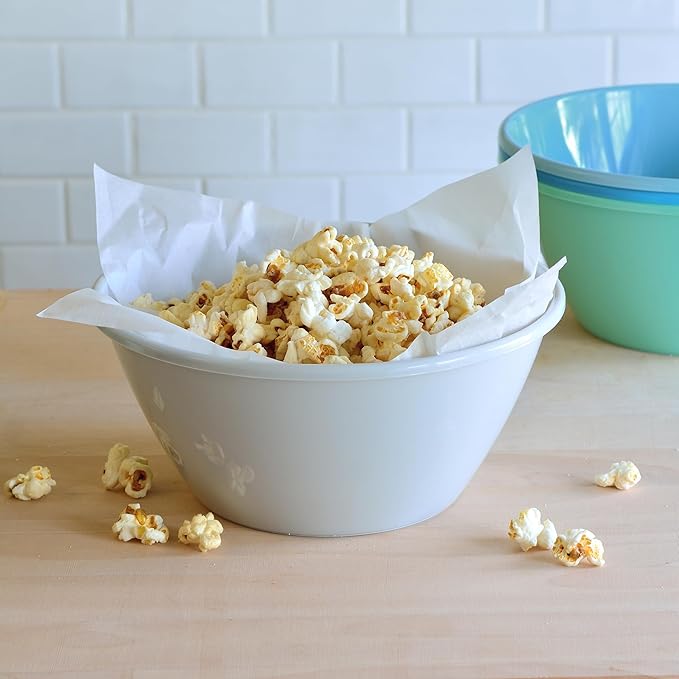 Youngever 9 inch 80 Ounce Plastic Mixing and Serving Bowls, Popcorn Bowls, Salad Bowls, Chip and Dip Serving Bowls, Set of 9 (Coastal Color)