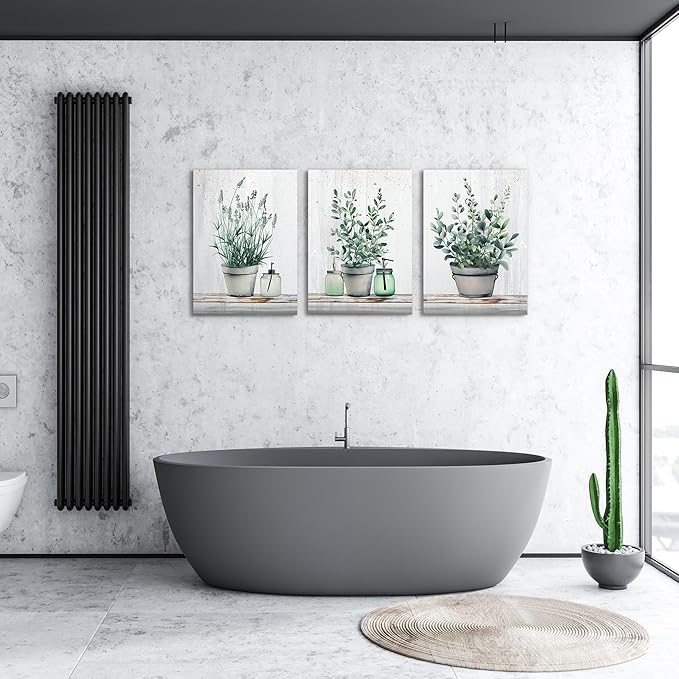 MHARTK66 Family Canvas Wall Decor for Bedroom, Dining Room, Living Room & Office - Green Leaf Vase Artwork - 12x16in