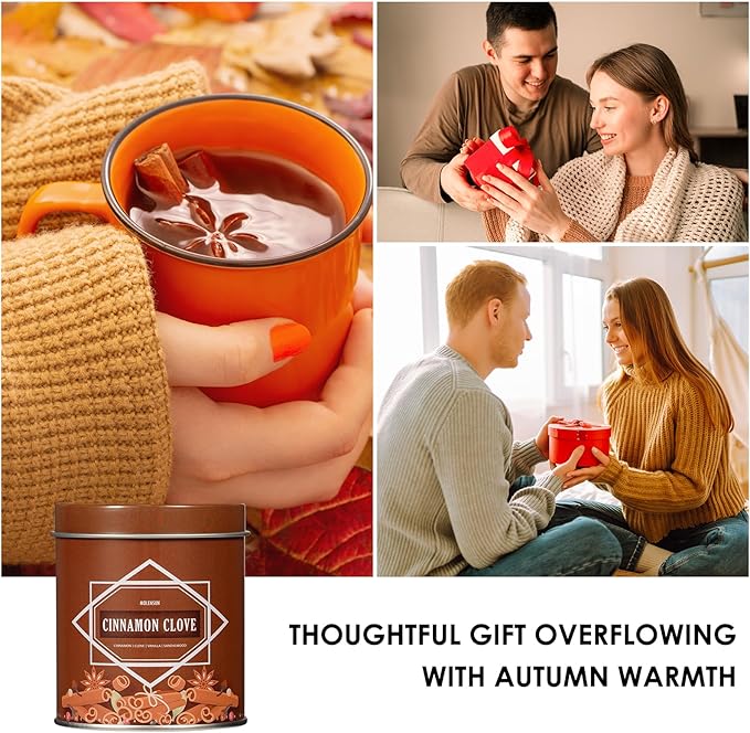 Fall Scented Candle ā Cinnamon Clove Soy Candle 9oz, 50 Hour Burn, Non-Toxic Autumn Decor, Holiday Gift for Women & Men