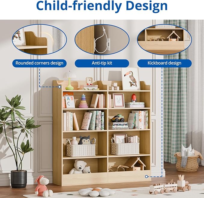 Cozy Castle Toy Storage Organizer, 5 Tier Kids Bookshelf, 10 Cube Toddler Bookcase Storage Cabinet for Playroom, Kids Room, Living Room, Nursery, Cubby, Kindergarten (Oak)