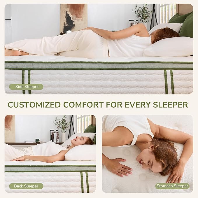 King Mattress, 14 Inch King Hybrid Mattress with Individually Pocket Innerspring for Cooling Motion Isolation & Silent Sleep, Pressure Relief, Edge Support,Medium Firm