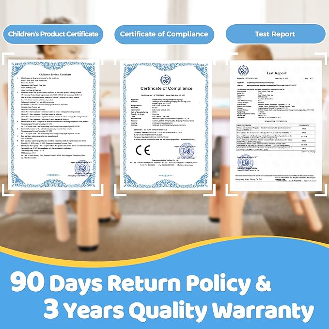 FUNLIO Adjustable Kids Chair (2pcs), 3 Level Height Adjustable Toddler Chair for Ages 3-8, Sturdy Child Chair with Maximum Bearing 220lbs, for Classrooms/Daycares/Homes, CPC & CE Approved - Blue