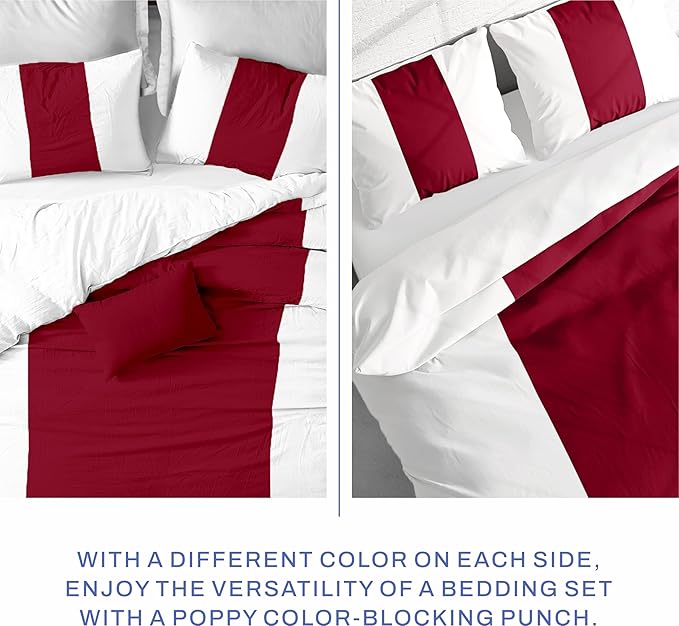 Kotton Culture 1 Pc King Size Duvet Cover Only -100% Egyptian Cotton Sateen 600 Thread Count Ultra Soft Premium Durable Comforter Cover Zipper Closure & Corner Ties (Snow Red, King 102"x94")