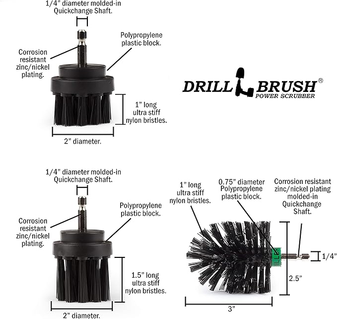 The Ultimate No-Wire Grill Brush Kit - BBQ Accessories - Drill Brush - Rust Remover - Cast Iron Skillet - Grill Cleaner - BBQ Brush - Grill Accessories - Grill Scraper - Electric Smoker - Gas Grill